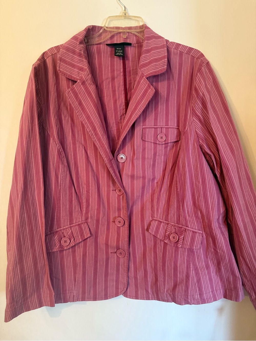 Lane Bryant Pink Striped Blazer Jacket